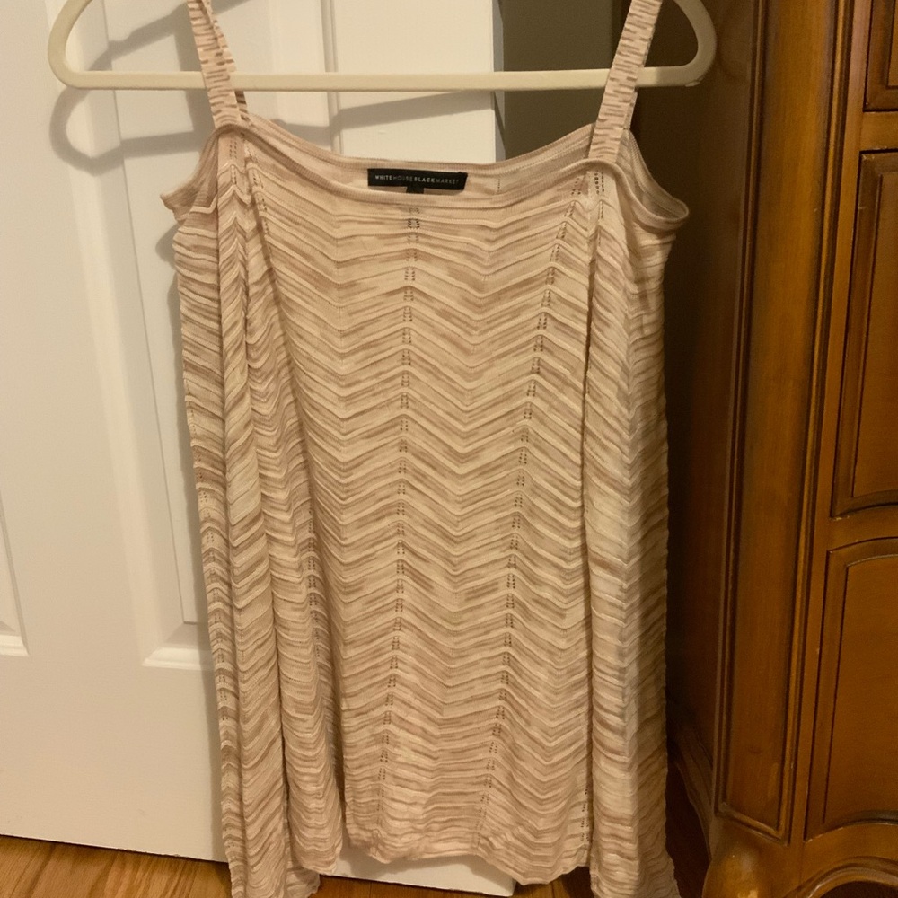 White House Black Market Cream Ruched Sleeveless Top